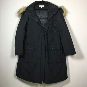 Winter heavyweight black coat faux fur collar oversized pockets 22/24 1X